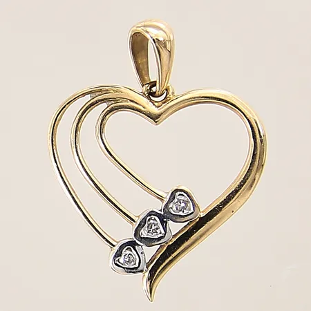 Hänge, hjärta med diamanter 3 x ca 0,01ct, 20x16mm, 18K  Vikt: 1,2 g