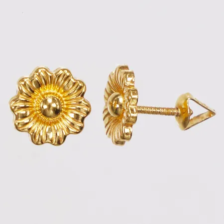 Ett par örhängen, blommor, 10mm, skruvstift, 22K  Vikt: 1,3 g
