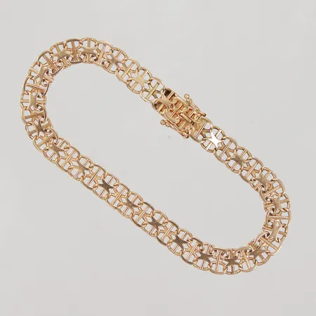Armband, X-länk med stav, ca 19cm, bredd 6,9mm, Hedens år 1964, 18K,  Vikt: 11,7 g
