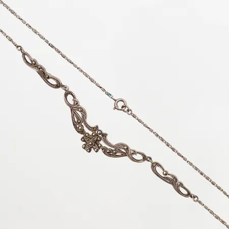 Collier med markasiter, 41cm, bredd: 1,5-15mm, silver 835/1000 Vikt: 8,6 g