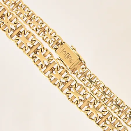 Kedja doserad X-länk med stav, längd 43,5cm, bredd 7-10mm, 18K  Vikt: 36,1 g