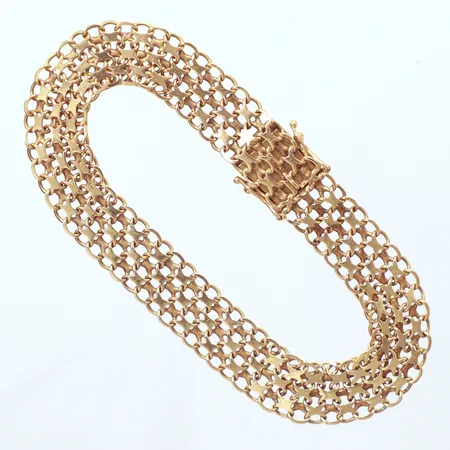 Armband X-länk, längd 19cm, bredd 10,5mm, Norens Guldatelje, år 1964, 18K Vikt: 13 g