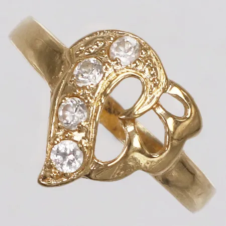 Ring, vita stenar, stl 17, bredd 2-12mm, 18K  Vikt: 2 g