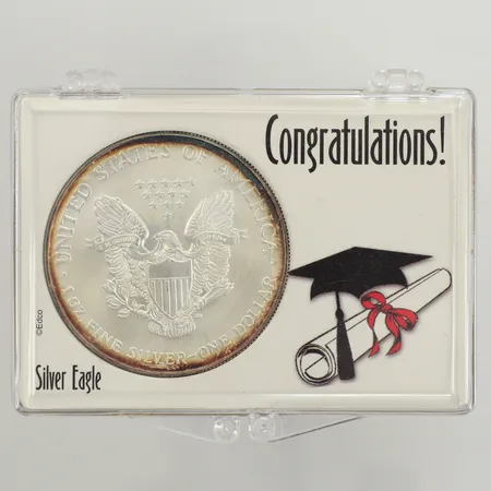 Mynt, Silver Eagle, One dollar, USA, Liberty in God We Trust, 2002, plastetui, 1 oz, 999/1000 silver  Vikt: 31,3 g