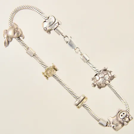 Armband med berlocker, längd: 22,5cm, bredd: 3-17,6mm, silver 925/1000 Vikt: 30,5 g