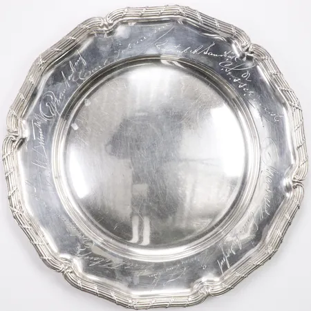 Fat, Ø26cm, G.svensson, år 1917, personlig gravyr, 830/1000 silver  Vikt: 372 g