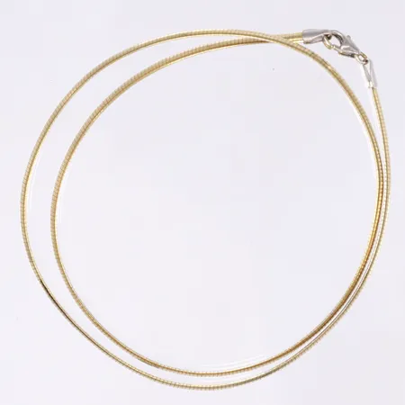 Halskedja, 43cm, bredd 3mm, buckligt, vitguld/rödguld 18K Vikt: 11,2 g