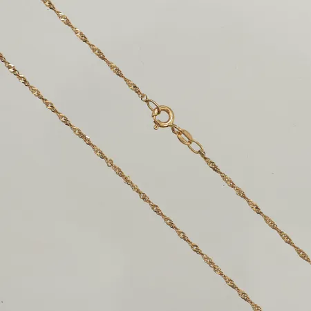 Kedja Singapore, längd 42cm, bredd 1,3mm, 18K  Vikt: 2 g