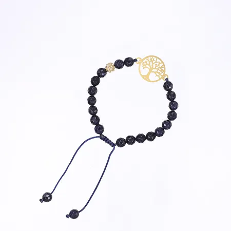 Armband med mörkblå stenar och hänge i form av lövträd, hänget 18K, bruttovikt 7,5g Vikt: 0 g
