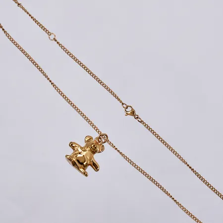 Kedja längd ca 59-64,5-70cm, bredd ca 2mm, 1 hänge längd ca 25mm, bredd ca 22mm, Thomas Sandell, Teddy Bear, i metall