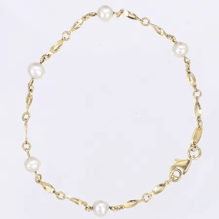 Armband med pärlor, GHA, längd 18cm, bredd 2-5mm, 18K, Bruttovikt: 3,2 Vikt: 3,2 g