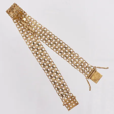 Armband, X-länk, längd 20cm, bredd 11mm, defekt lås, 18K  Vikt: 19,3 g