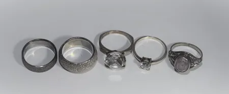 Silverringar 5 st 925/1000 Vikt: 20,8 g