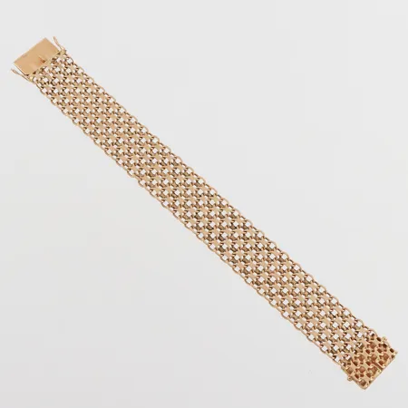 Armband X-länk,Brofod Aktiebolaget Falköping, längd ca 19 cm, bredd 20.3 mm, 18k. Vikt: 41,8 g