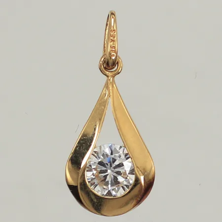 Hänge, vit sten, längd 18mm, bredd 8,2mm, 14K Vikt: 0,6 g