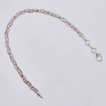 Armband, flätat, längd: ca 18cm, bredd: ca 4-5mm, GHA, 925/1000 silver  Vikt: 5,4 g