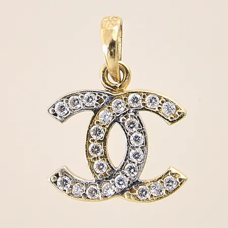 Hänge med vita stenar, 18x14mm, OBS! Ej märkesdesign!, 14K  Vikt: 1,5 g
