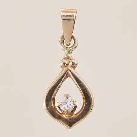 Hänge med vit sten, 16x8mm, 18K  Vikt: 0,4 g