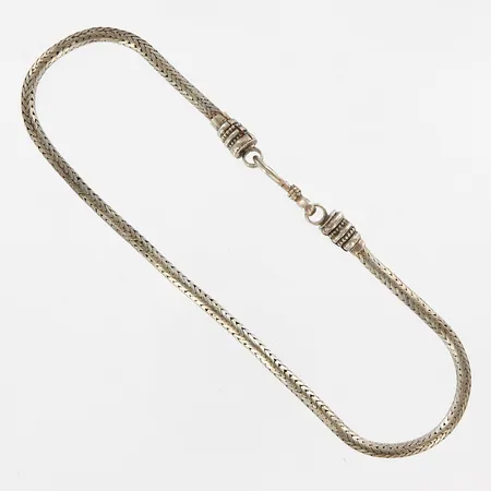 Kedja 37 cm, bredd: 4mm, ostämplat silver Vikt: 45,3 g