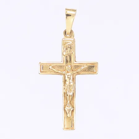 Hänge i form av kors/krucifix, höjd 32mm, 18K  Vikt: 2,5 g
