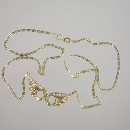 Collier med stenar, längd 48 cm, bredd 2-11 mm, 14K 7g Vikt: 7 g