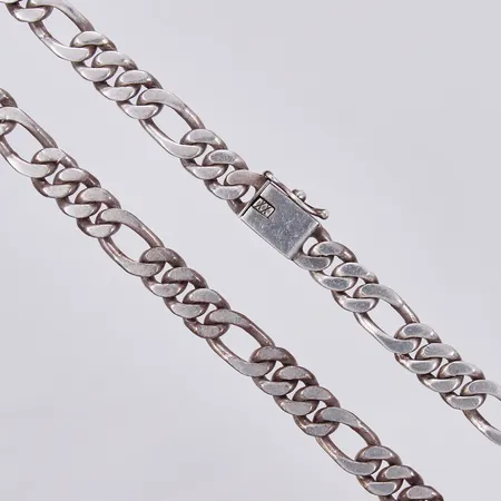 Kedja, Figaro, längd: ca 51cm, bredd: ca 10mm, silver Vikt: 123,9 g