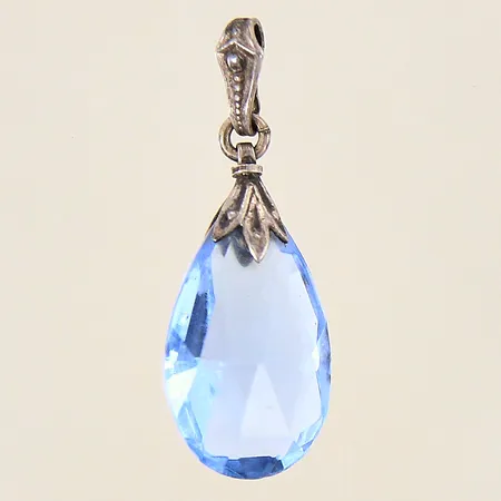 Hänge med blå sten, 28x11mm, silver 830/1000 Vikt: 1,5 g