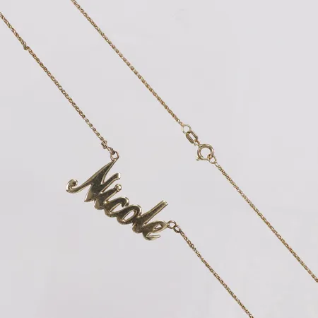 Collier, namnhänge Nicole, 43,5cm, skev länk, 14K  Vikt: 5,1 g