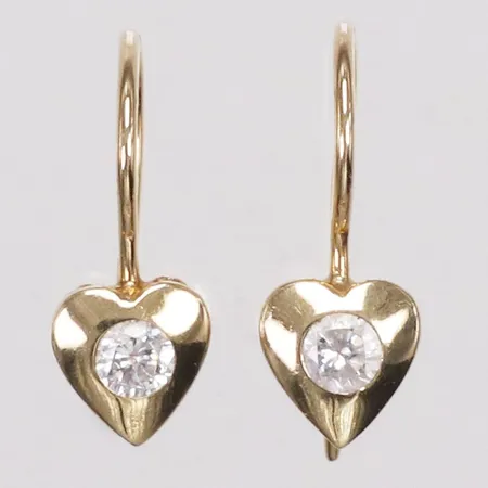 Ett par örhängen, hjärtan, vita stenar, 20mm, 14K  Vikt: 2,1 g