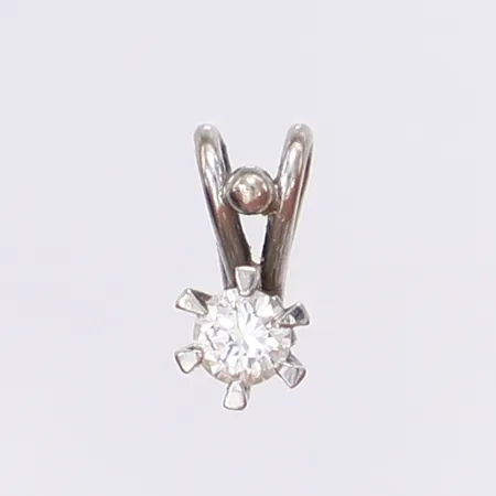 Hänge med vit slipad sten, höjd 10mm,  vitguld 18K Vikt: 0,8 g