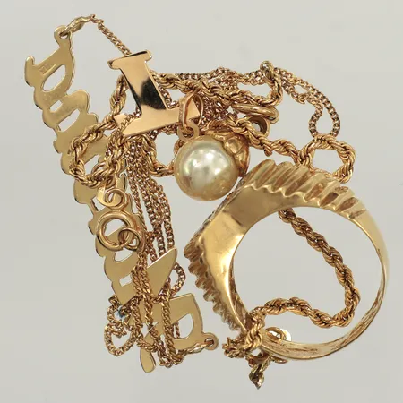 Diverse guld, defekt, stenar, 18K  Vikt: 18,9 g