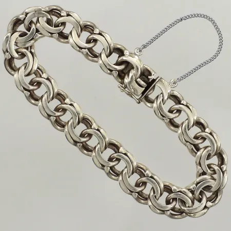 Armband Bismarck, längd 19,5cm, bredd 11,3mm, säkerhetskedja i oädel metall, silver Vikt: 35,9 g