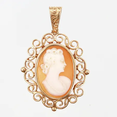 Hänge med Camé, 35x24mm, Hallbergs Guldsmedsbolag, år 1948, 18K Vikt: 3,6 g