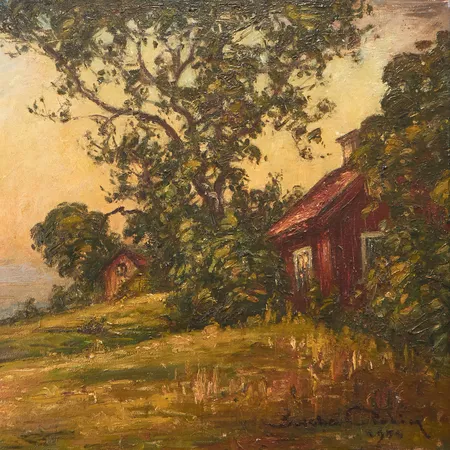 Olja på duk, Sasha Bolin, rammått 83x68cm, bildmått: 63x48, slitage på ram, signerad samt daterad 1954  Skickas med postpaket.