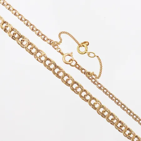 Collier doserad Bismarck, 50cm, bredd: 3-6mm, säkerhetskedja, 18K Vikt: 12,6 g