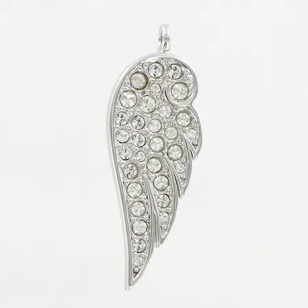 Hänge med vita stenar, Swarovski, 28x10mm, metall