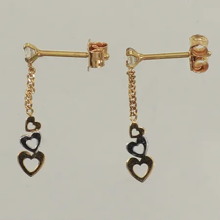 Ett par örhängen, vita stenar, längd 17mm, bredd 3,6mm, tvåfärgade, 18K Vikt: 0,6 g