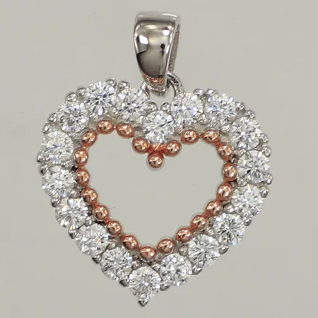 Hänge hjärta, vita stenar, längd 14mm, bredd 14,5mm, 925/1000 silver Vikt: 1,9 g