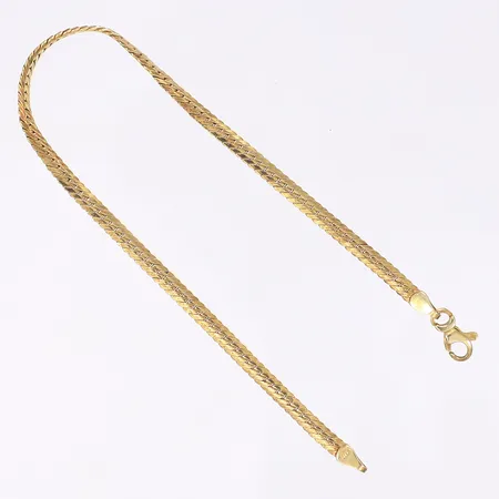 Armband, 18cm, bredd 3mm, ihåligt, buckligt, 14K Vikt: 2,1 g