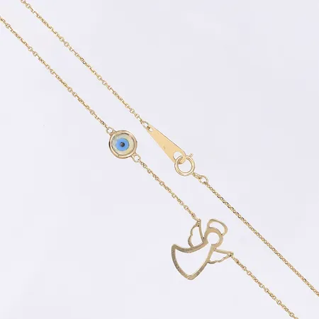 Collier med "onda ögat", blå sten, längd 35cm, 18K  Vikt: 2,2 g