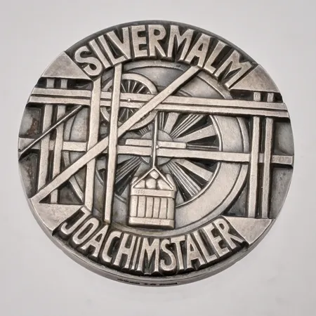 Medalj i silver, Gyllen 1528, silvermalm Joachstaler, Ø45mm, silver 925/1000, skapad av Bo Thorén, utgiven av Myntverket, vikt 66,73g.