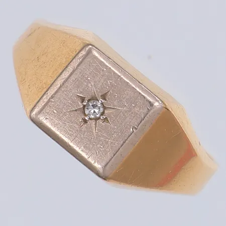 Klackring, diamant ca 0,015ct, stl 17½, Ceson år 1978, 18K Vikt: 4,1 g