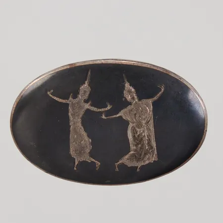 Brosch/hänge, längd 26,6mm, bredd 39,7mm, Siam, silver,  Vikt: 9,9 g