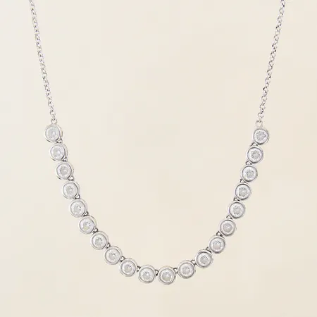 Collier med integrerade vita stenar, längd: 40cm, bredd: 2-5,5mm, extra förlängningslänk i oädelmetall, GHA, silver 925/1000 Vikt: 11,3 g