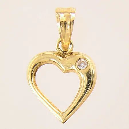 Hänge, hjärta, med vit sten, 15x10mm, 18K  Vikt: 0,2 g