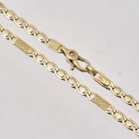 Kedja i 18K guld, 49,5cm, Figaro typ, bredd 3,4mm, tillverkad av Unoaerre, vikt 17,23g.