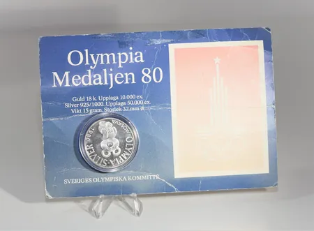 Olympia medaljen 80, världsupplaga 50.000, Motiv OS-maskoten Misja, silver 925/1000 Vikt: 15 g