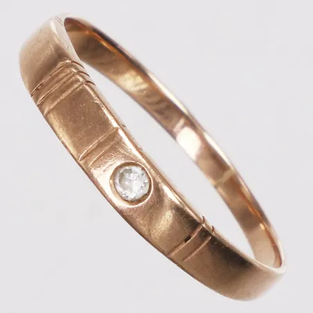Ring, vit sten, stl 17, skev, klippt/defekt, 14K Vikt: 1 g
