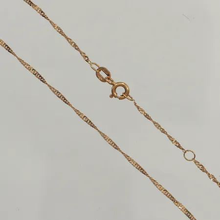 Vristlänk singapore, längd 23-26cm, bredd 1mm, 18K  Vikt: 1,2 g