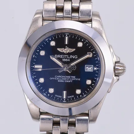 Damur Breitling, Galactic elegant, diaindex, quartz, referensnr: W71330, serienr 1465584, pilotlänk, kort, 15,4cm, stål, inga tillbehör. Vikt: 0 g